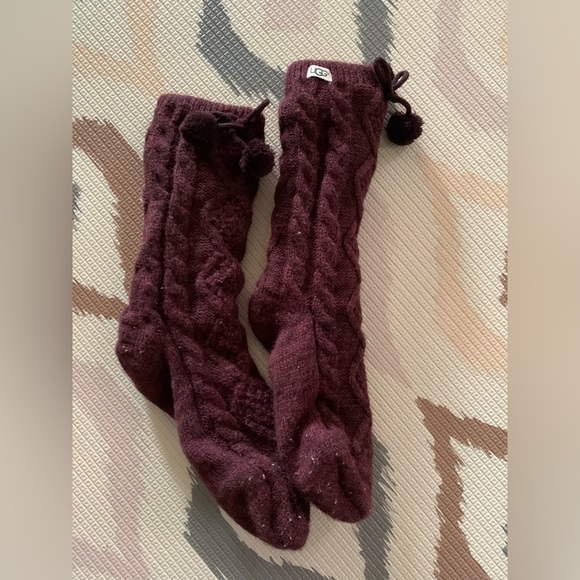 UGG Women's Pom Pom Fleece Lined Crew Sock - Picture 2 of 3